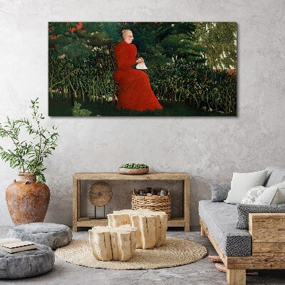 Obraz na plátně Žena stromy keřů