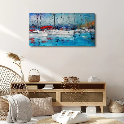 Obraz na plátně Přístavní lodě modrá voda