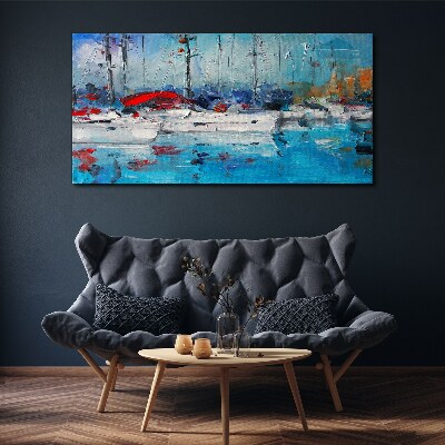 Obraz na plátně Přístavní lodě modrá voda