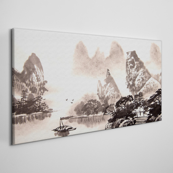 Obraz na plátně Čínské inkoustové lodě