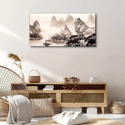 Obraz na plátně Čínské inkoustové lodě