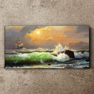 Obraz na plátně Vlny loď slunce