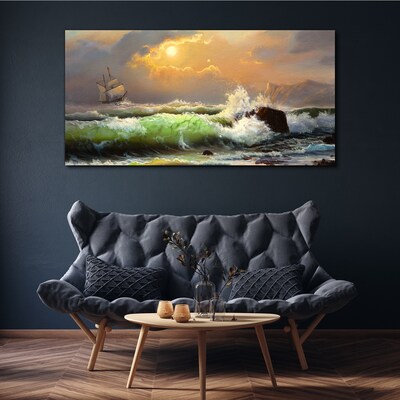 Obraz na plátně Vlny loď slunce