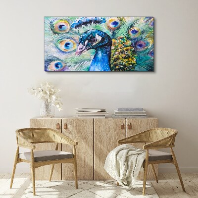 Obraz na plátně Malování zvířecí pták páv