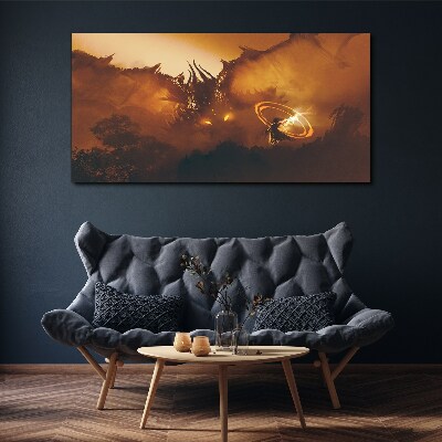 Obraz na plátně Drak v ohni magického rituálu