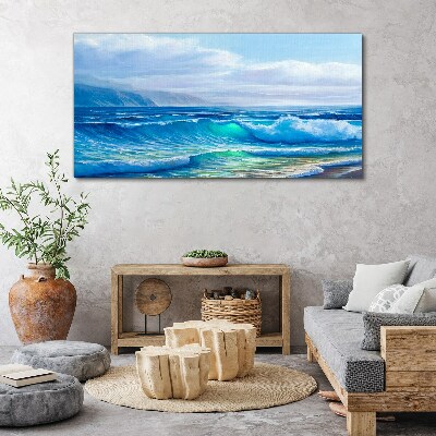 Obraz na plátně Mořské vlny mraky