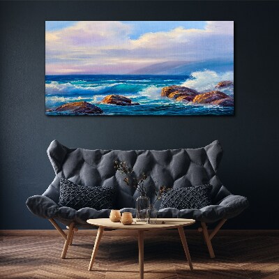 Obraz na plátně Mořské skalní vlny mraky