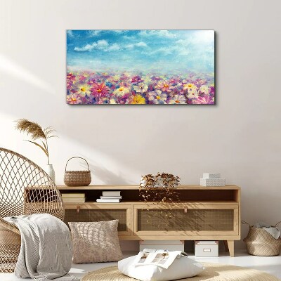 Obraz na plátně Květiny louka obloha