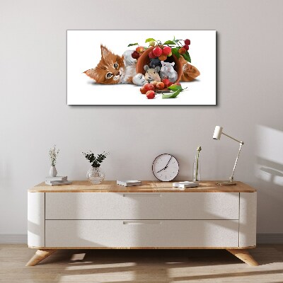 Obraz na plátně Obrázek skleněné zvířata kočka krysí ovoce
