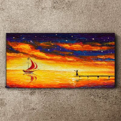 Obraz na plátně Abstrakce lodi noční obloha