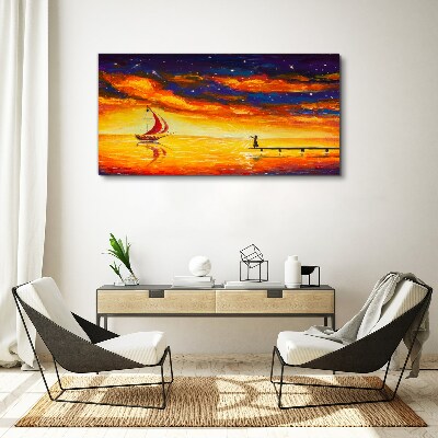Obraz na plátně Abstrakce lodi noční obloha
