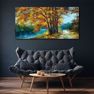 Obraz na plátně Lesní řeka strom listí