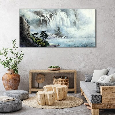 Obraz na plátně Řeka vodní vodopád stromy