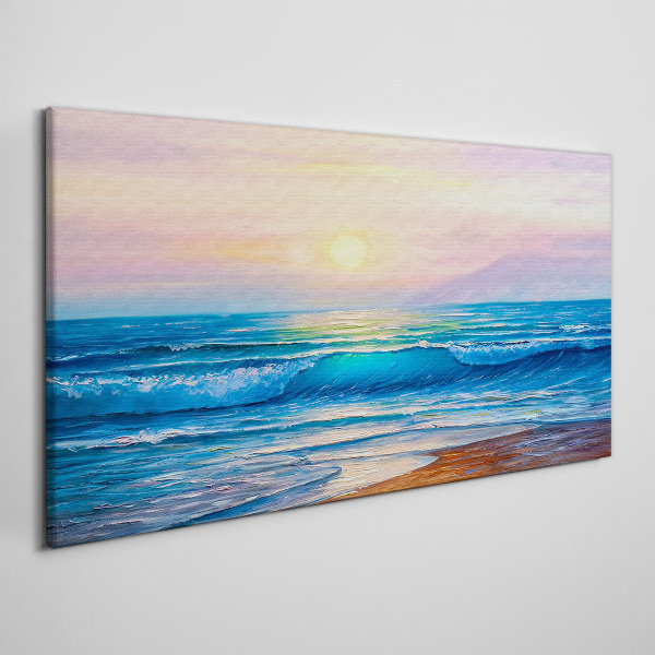 Obraz na plátně Pobřeží vlny slunce nebe