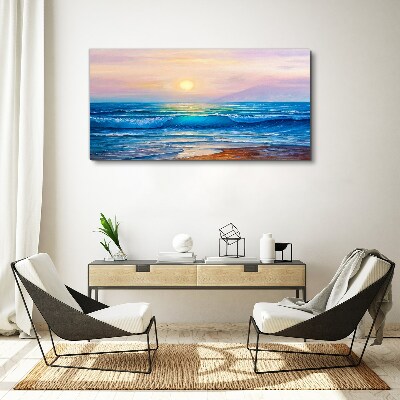 Obraz na plátně Pobřeží vlny slunce nebe