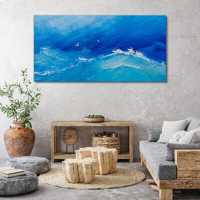 Obraz na plátně Mořské vlny ptáci obloha