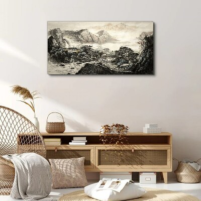 Obraz na plátně Čínské hory stromy