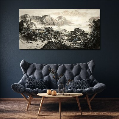 Obraz na plátně Čínské hory stromy