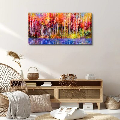 Obraz na plátně Barevné stromy malování