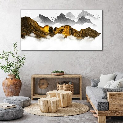 Obraz na plátně Abstrakce horské mlhy ptáků
