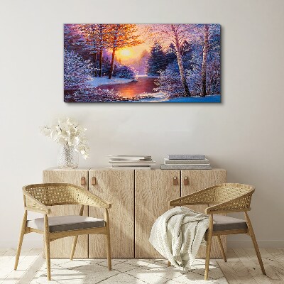 Obraz na plátně Snow River Sunset River