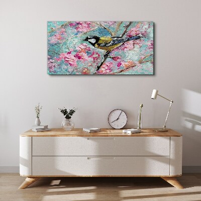 Obraz na plátně Květiny zvířecí pták