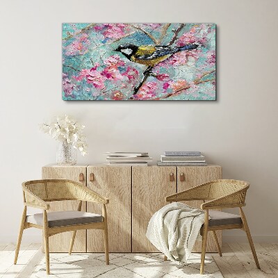 Obraz na plátně Květiny zvířecí pták