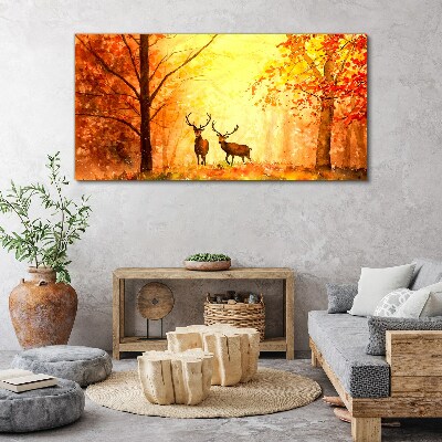 Obraz na plátně Podzimní lesní jelen