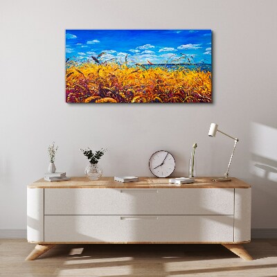 Obraz na plátně Louka pšeničná obloha