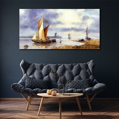 Obraz na plátně Malování lodi rybář