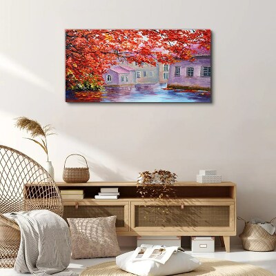 Obraz na plátně Malování stromů domů