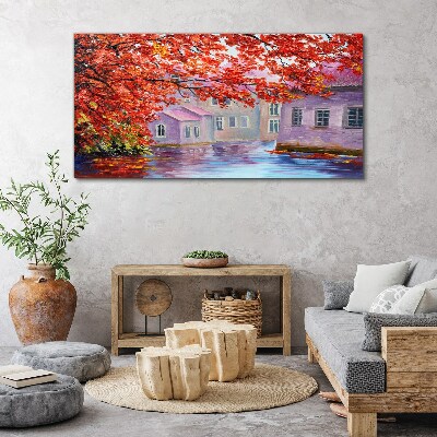 Obraz na plátně Malování stromů domů