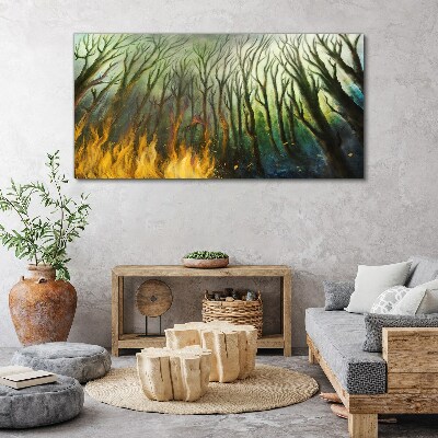 Obraz na plátně Malování lesní strom oheň