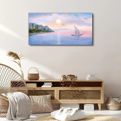 Obraz na plátně Aquarelle Boat Sea