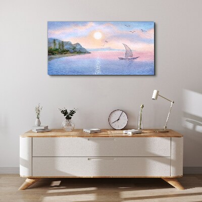 Obraz na plátně Aquarelle Boat Sea
