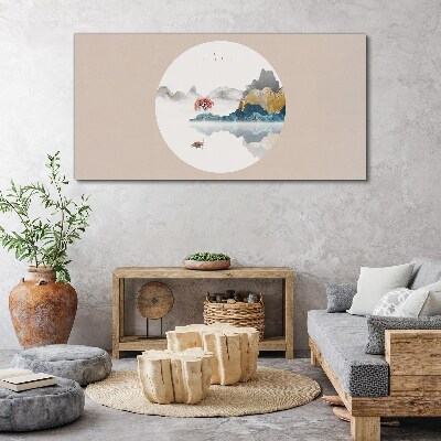 Obraz na plátně Abstrakce Jezero hory
