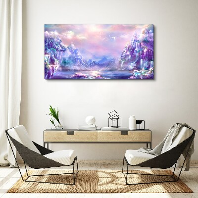 Obraz na plátně Abstrakce Jezero hory obloha