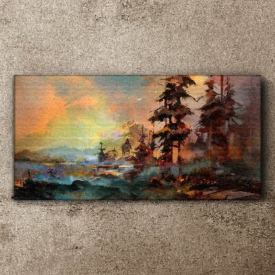 Obraz na plátně Malování stromů strom hory