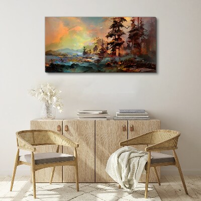 Obraz na plátně Malování stromů strom hory
