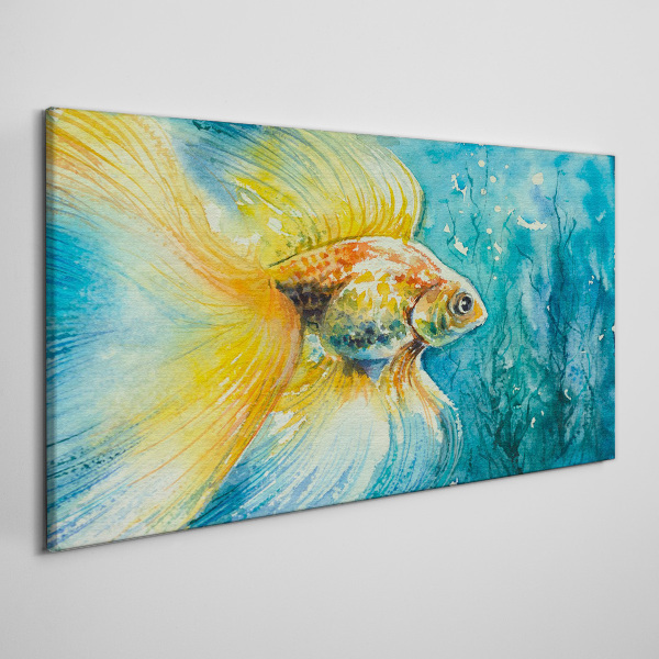Obraz na plátně Aquarelle zlatá rybka voda