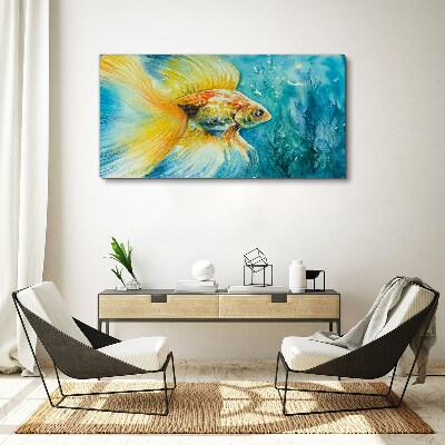 Obraz na plátně Aquarelle zlatá rybka voda
