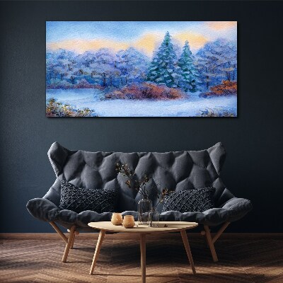 Obraz na plátně Akvarel Snow Strom les