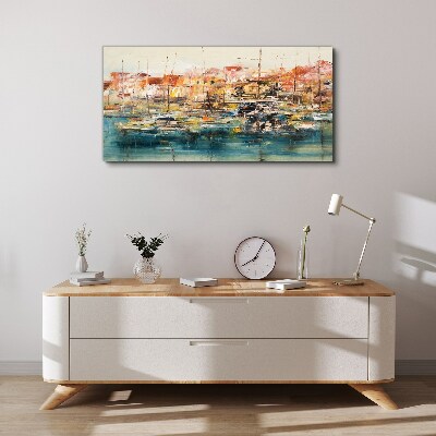 Obraz na plátně Abstrakce přístavních lodí lodě