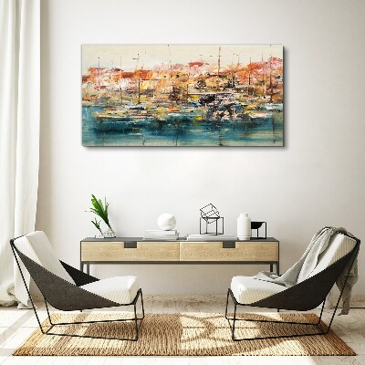 Obraz na plátně Abstrakce přístavních lodí lodě
