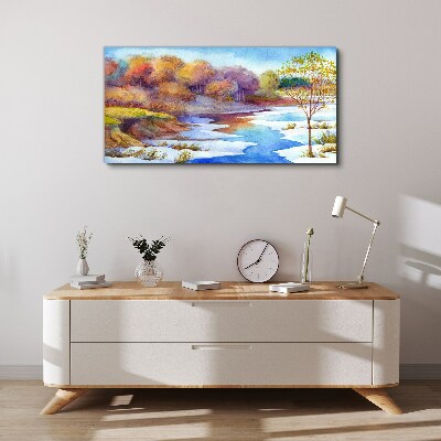 Obraz na plátně Akvarel strom řeka