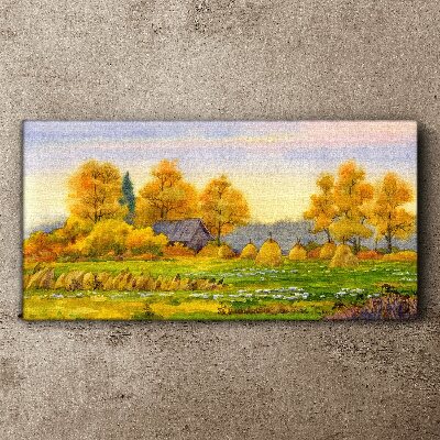 Obraz na plátně Podzimní malba vesnice