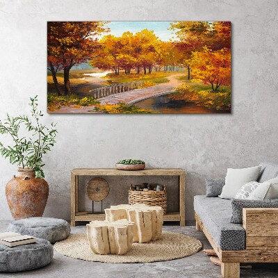 Obraz na plátně Park Stromy podzimní listí