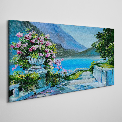 Obraz na plátně Lake hory květiny