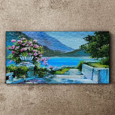 Obraz na plátně Lake hory květiny