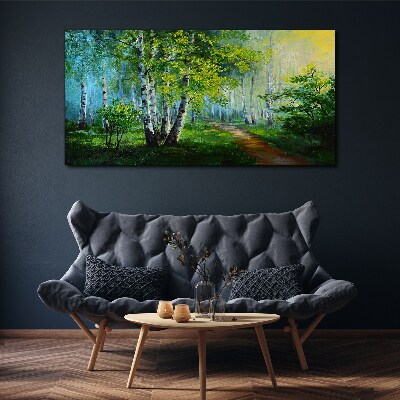 Obraz na plátně listy lesní cesty